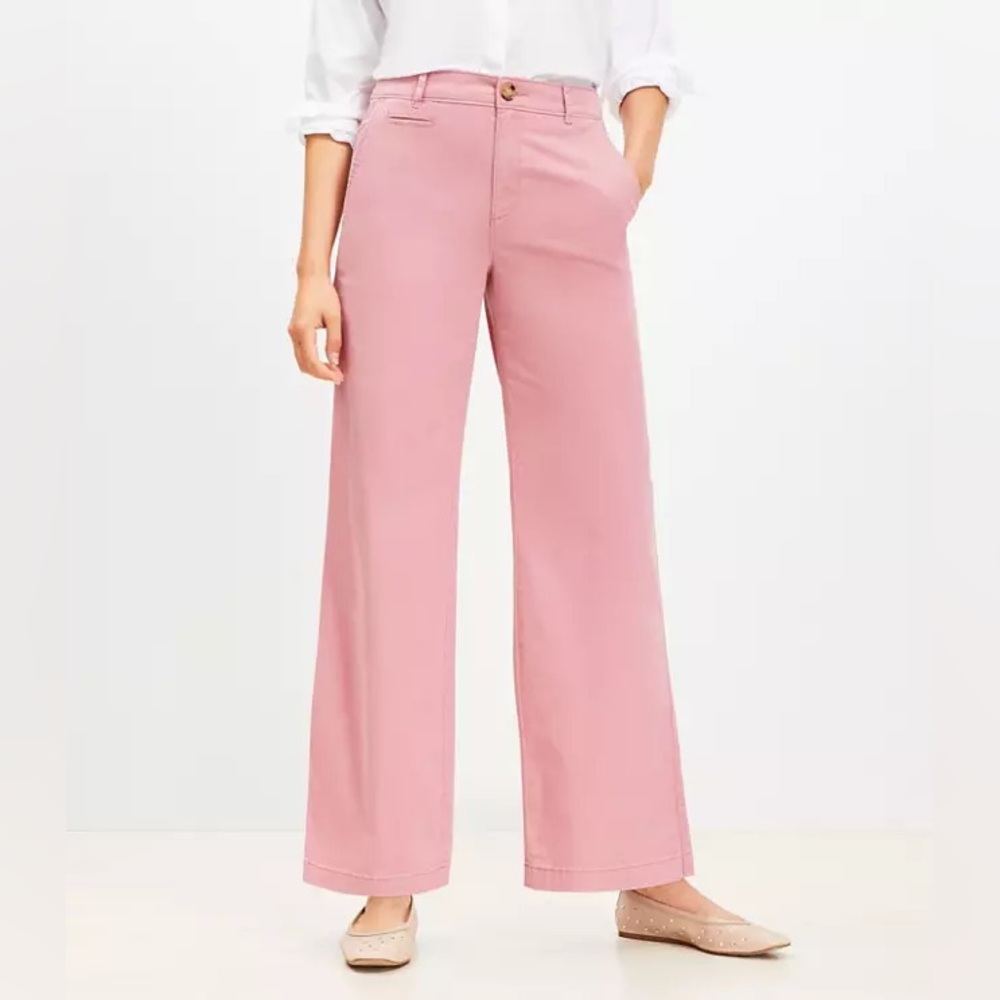 LOFT Pink Wide Leg Pants